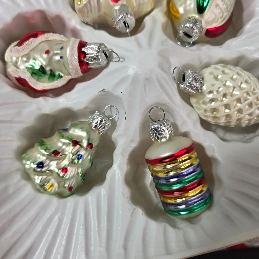 Home For The Holidays Vintage Miniature Glass Christmas Ornaments Set 12 Piece